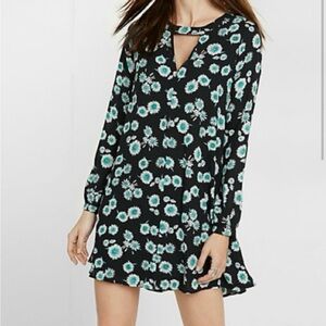 express green and black floral long sleeve dress size M